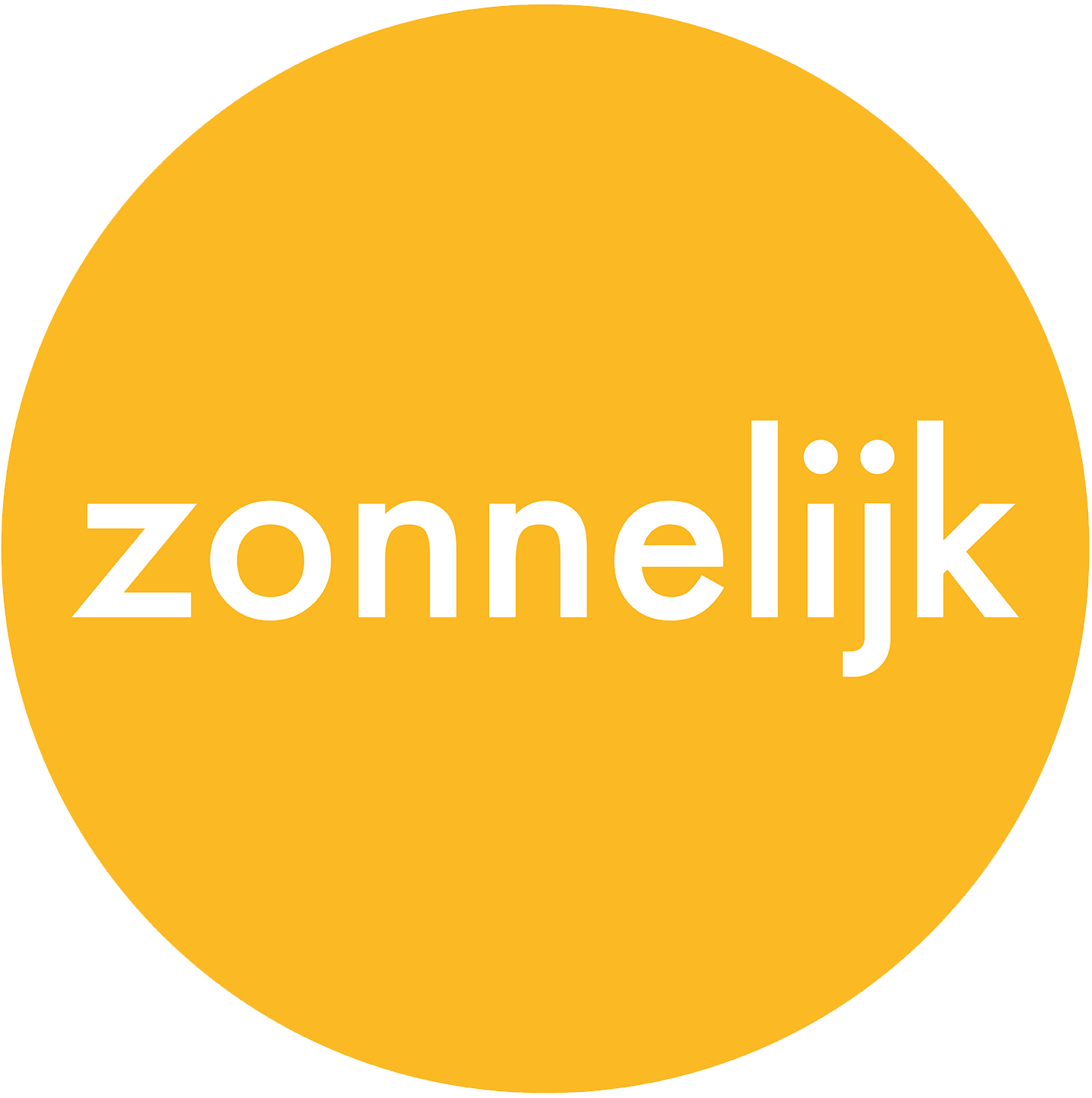 Zonnelijk logo: white text in a sunny yellow circle.